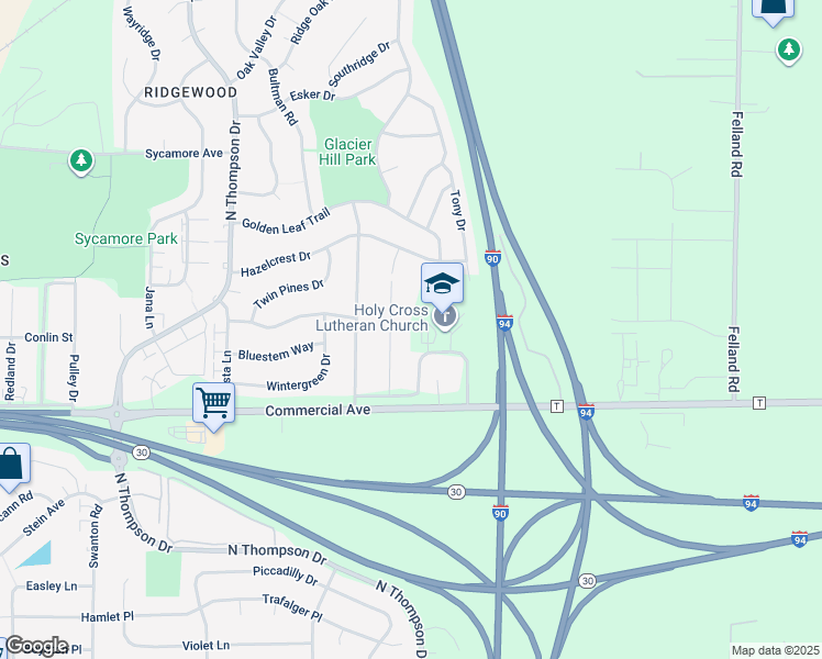 map of restaurants, bars, coffee shops, grocery stores, and more near 5342 Fairview Drive in Madison