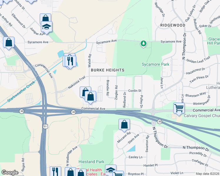 map of restaurants, bars, coffee shops, grocery stores, and more near 727 Brandie Road in Madison