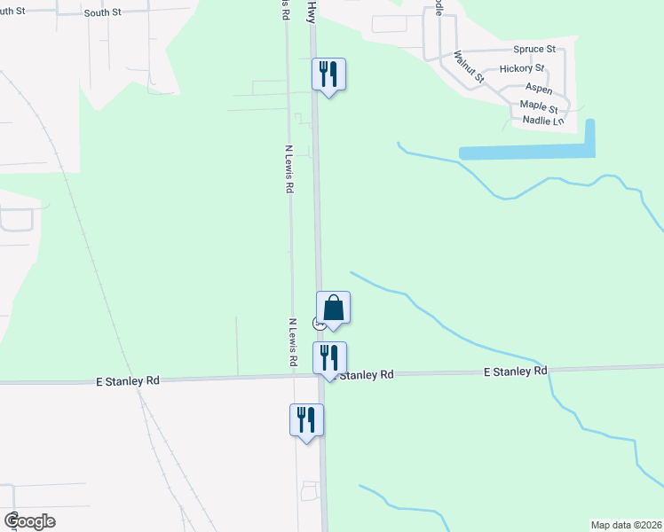 map of restaurants, bars, coffee shops, grocery stores, and more near 7134 Dort Highway in Mount Morris