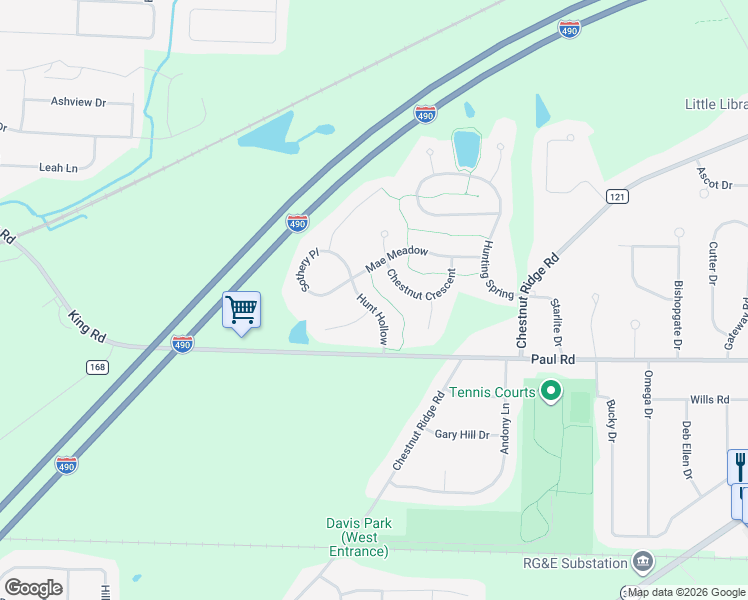 map of restaurants, bars, coffee shops, grocery stores, and more near 15 Hunt Hollow in Rochester