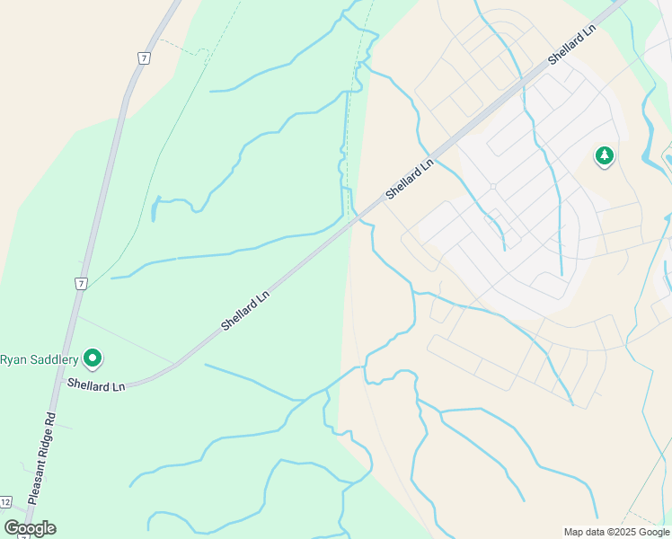 map of restaurants, bars, coffee shops, grocery stores, and more near 599 Shellard Lane in Brantford