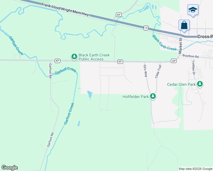 map of restaurants, bars, coffee shops, grocery stores, and more near 8913 County Highway Kp in Cross Plains