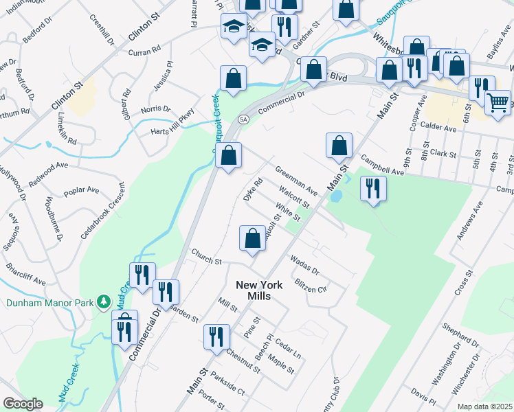 map of restaurants, bars, coffee shops, grocery stores, and more near 16 Sauquoit Street in New York Mills