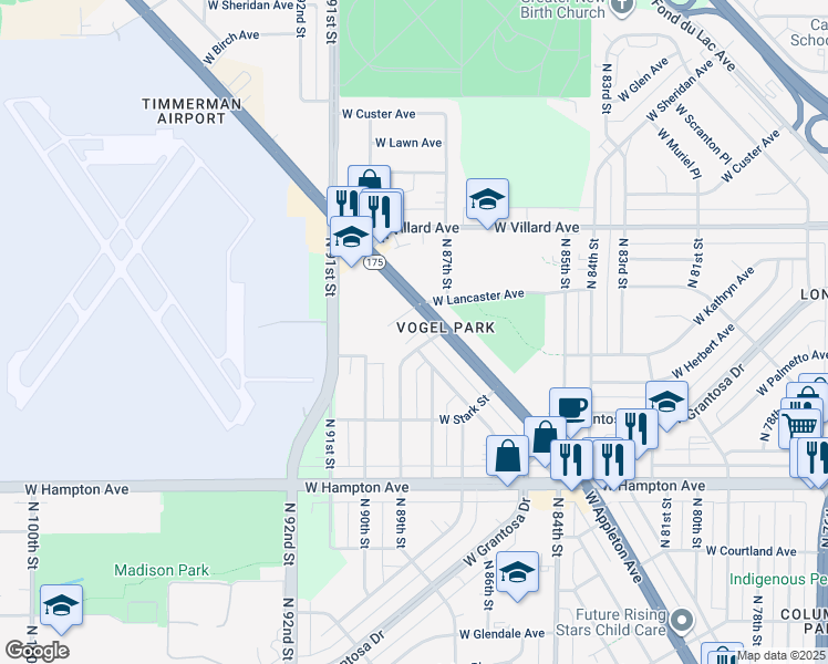 map of restaurants, bars, coffee shops, grocery stores, and more near 8869 West Appleton Avenue in Milwaukee