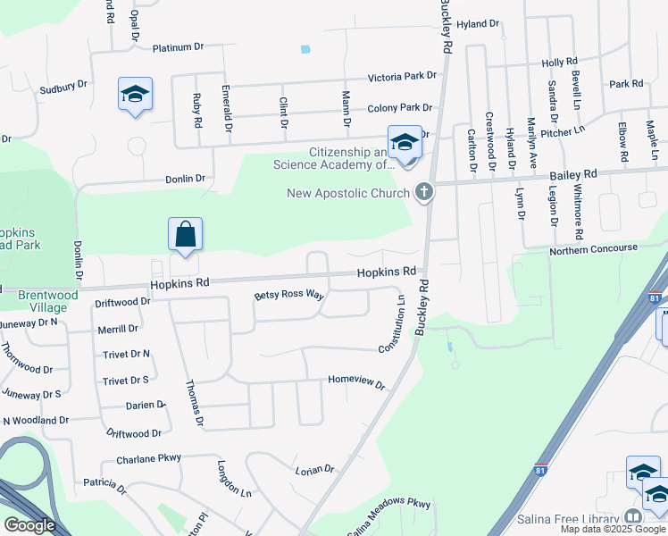map of restaurants, bars, coffee shops, grocery stores, and more near 169 Iron Oak Circle in Liverpool