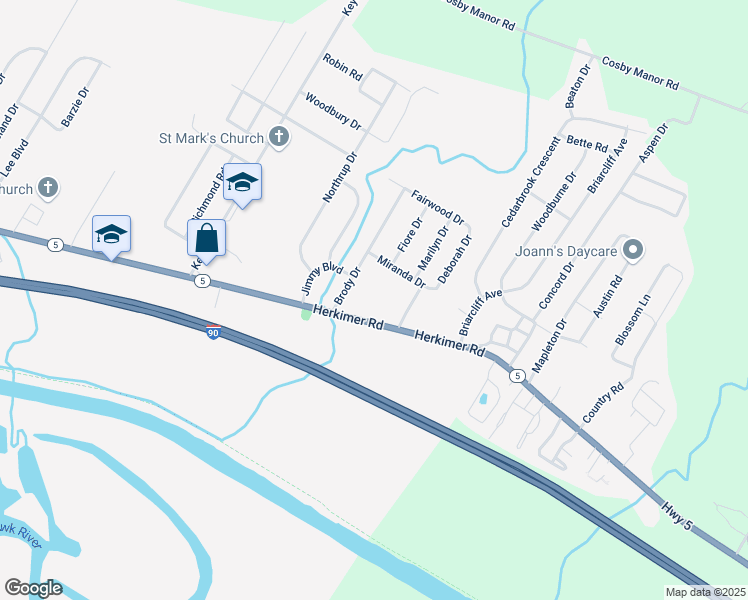 map of restaurants, bars, coffee shops, grocery stores, and more near 1428 Miranda Dr in Utica