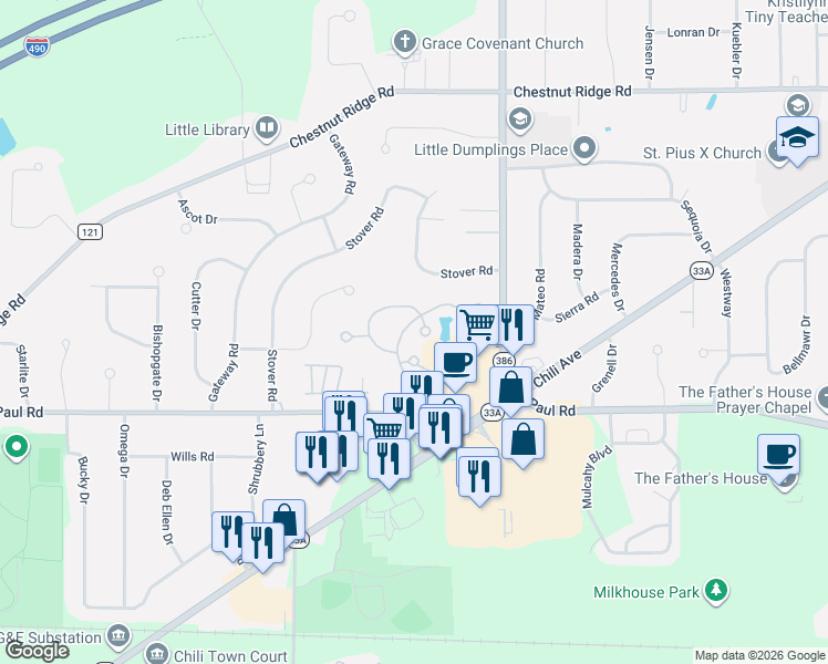 map of restaurants, bars, coffee shops, grocery stores, and more near 35 Pumpkin Hill in Rochester