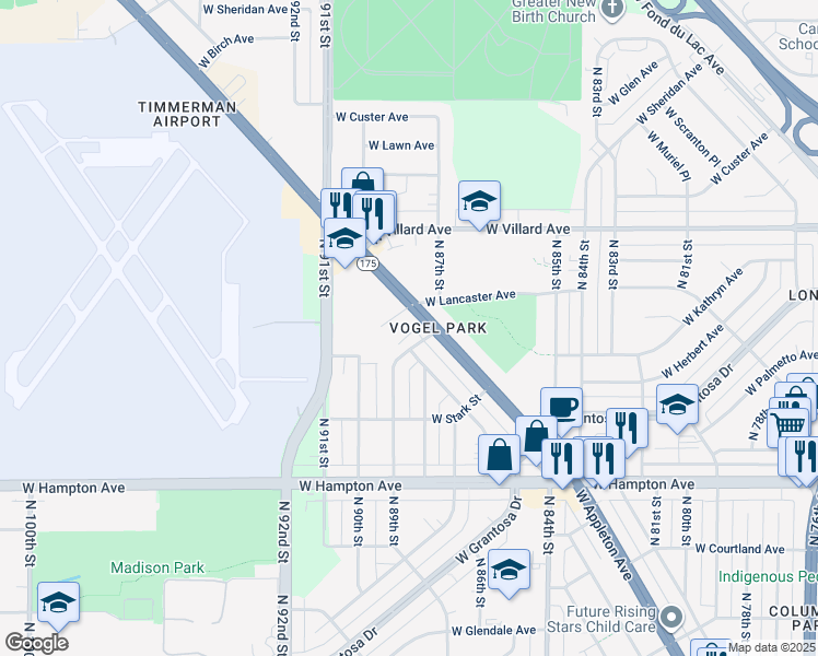 map of restaurants, bars, coffee shops, grocery stores, and more near 8869 West Appleton Avenue in Milwaukee