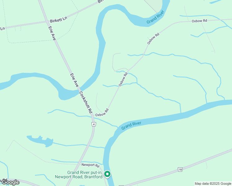map of restaurants, bars, coffee shops, grocery stores, and more near 42 Oxbow Road in Brantford