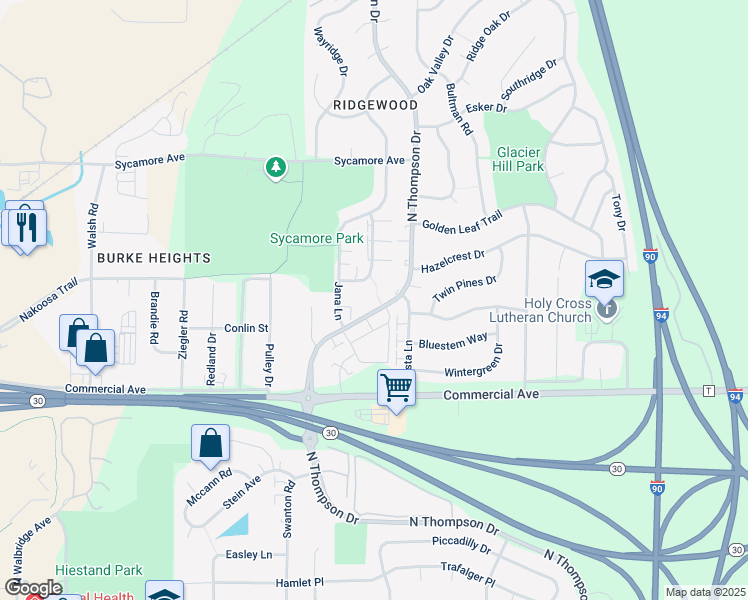 map of restaurants, bars, coffee shops, grocery stores, and more near 4817 Kim Lane in Madison