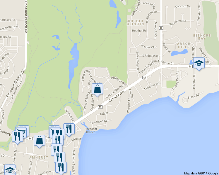 map of restaurants, bars, coffee shops, grocery stores, and more near 5705 Highland Way in Middleton