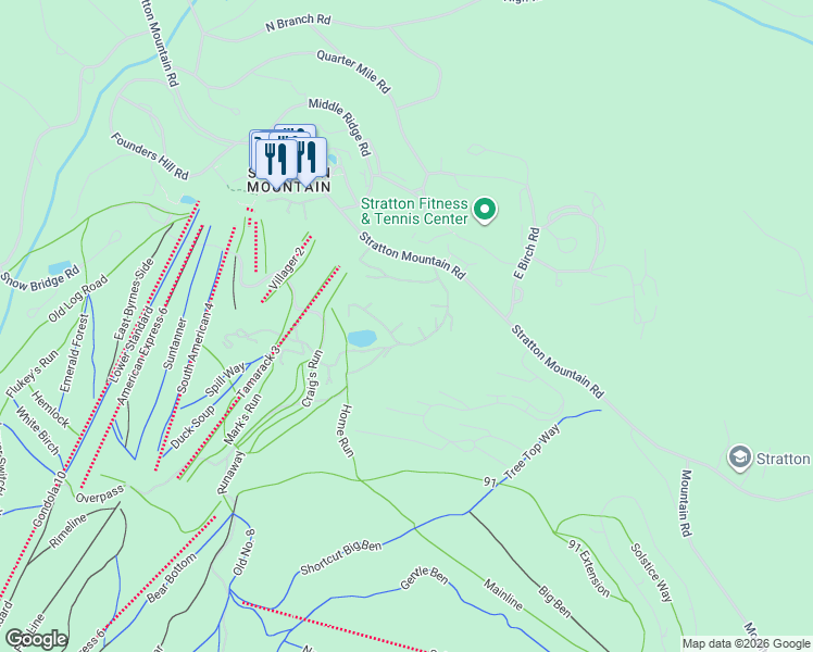 map of restaurants, bars, coffee shops, grocery stores, and more near 56 Shattarack Road in Stratton