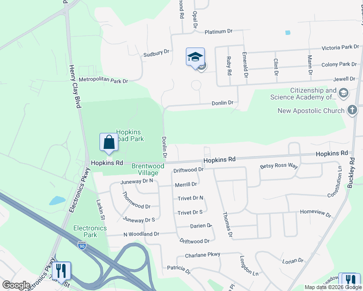 map of restaurants, bars, coffee shops, grocery stores, and more near 1125 Fern Hollow Drive in Salina