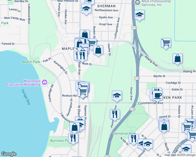 map of restaurants, bars, coffee shops, grocery stores, and more near 2007 Roth Street in Madison
