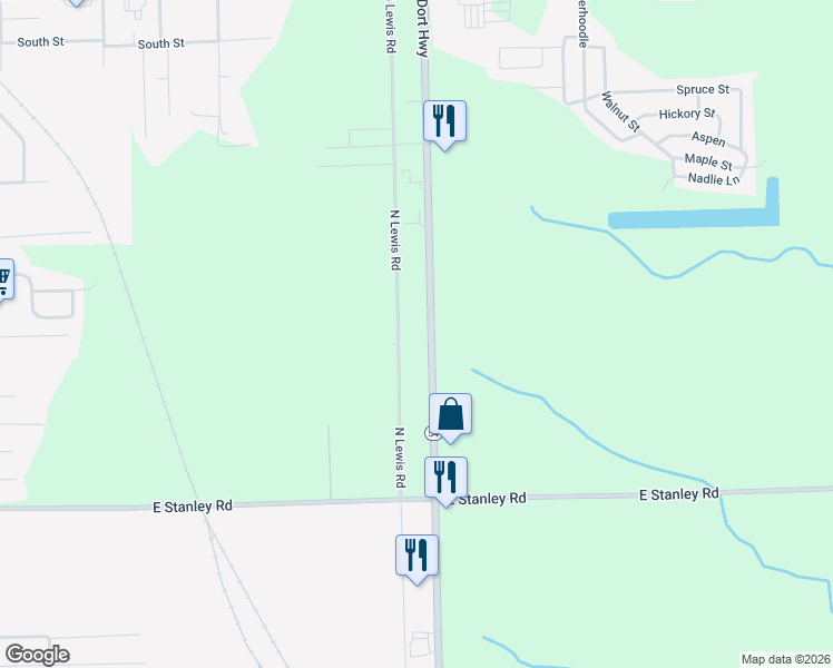 map of restaurants, bars, coffee shops, grocery stores, and more near 7159 Dort Highway in Mount Morris