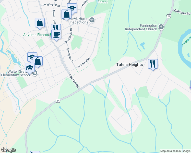 map of restaurants, bars, coffee shops, grocery stores, and more near 415 Mount Pleasant Road in Brantford