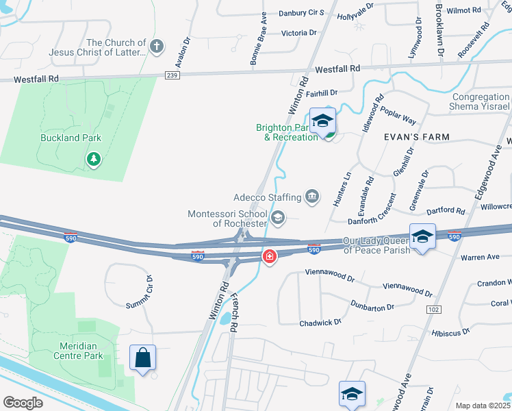 map of restaurants, bars, coffee shops, grocery stores, and more near County Road 98 in Monroe County
