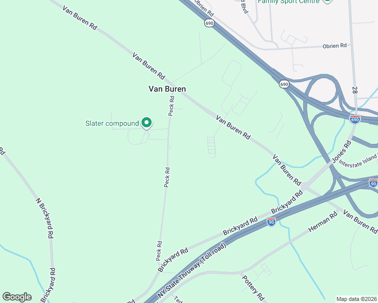 map of restaurants, bars, coffee shops, grocery stores, and more near 6910 Peck Road in Syracuse