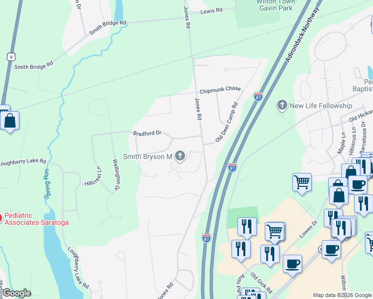 map of restaurants, bars, coffee shops, grocery stores, and more near 48 Cardinal Court in Saratoga Springs
