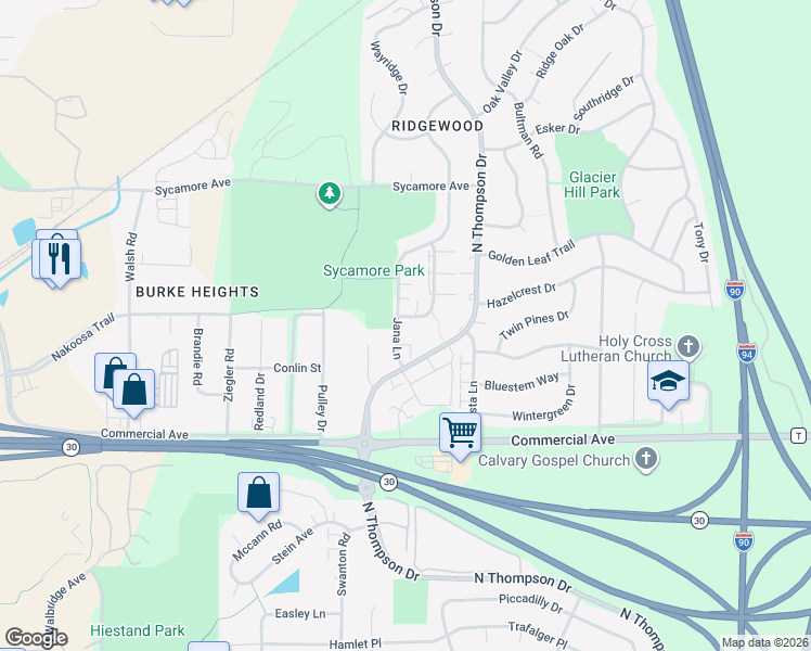 map of restaurants, bars, coffee shops, grocery stores, and more near 4801 Kim Lane in Madison