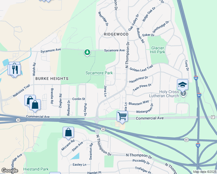 map of restaurants, bars, coffee shops, grocery stores, and more near 4801 Kim Lane in Madison