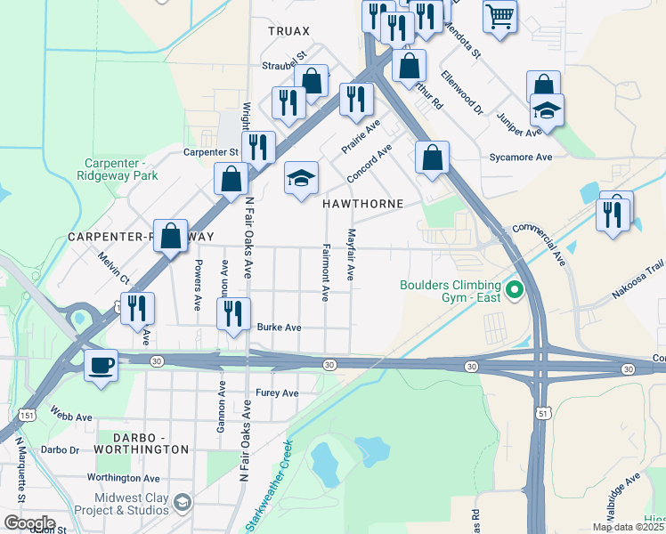 map of restaurants, bars, coffee shops, grocery stores, and more near 817 Fairmont Avenue in Madison