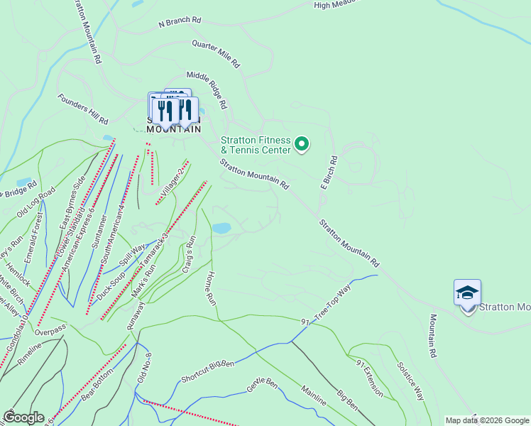 map of restaurants, bars, coffee shops, grocery stores, and more near 32 Shattarack Road in Stratton