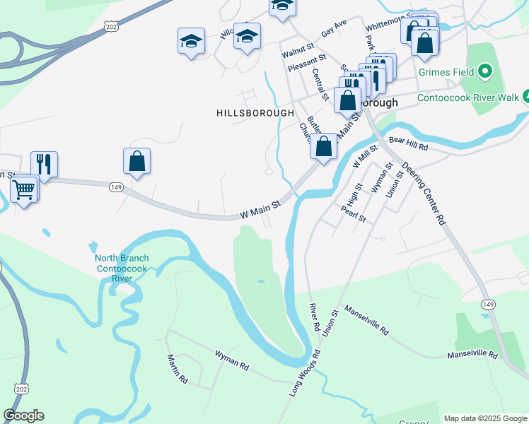 map of restaurants, bars, coffee shops, grocery stores, and more near 7 Wall Street in Hillsboro