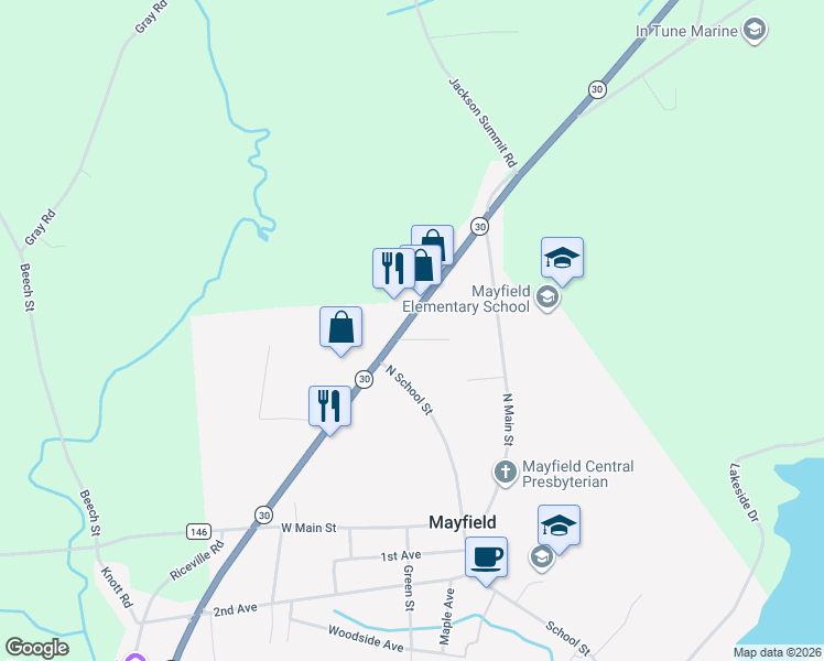 map of restaurants, bars, coffee shops, grocery stores, and more near 2471 New York 30 in Mayfield