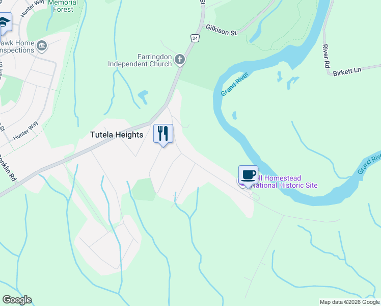map of restaurants, bars, coffee shops, grocery stores, and more near 14 Tutela Heights Road in Brantford