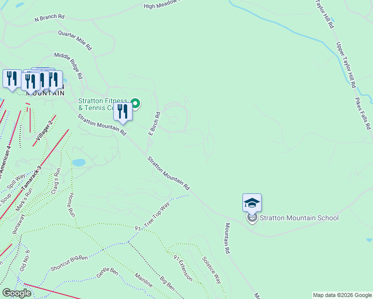 map of restaurants, bars, coffee shops, grocery stores, and more near 56 Styles Branch Road in Stratton