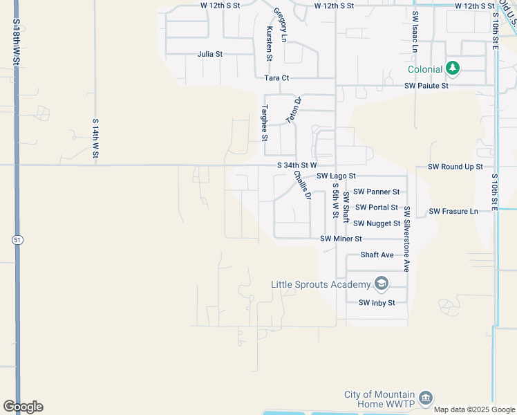 map of restaurants, bars, coffee shops, grocery stores, and more near 2598 South 9th West in Mountain Home
