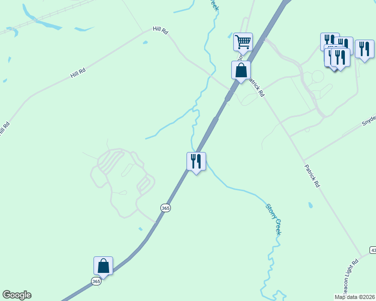 map of restaurants, bars, coffee shops, grocery stores, and more near 5121 New York 365 in Verona