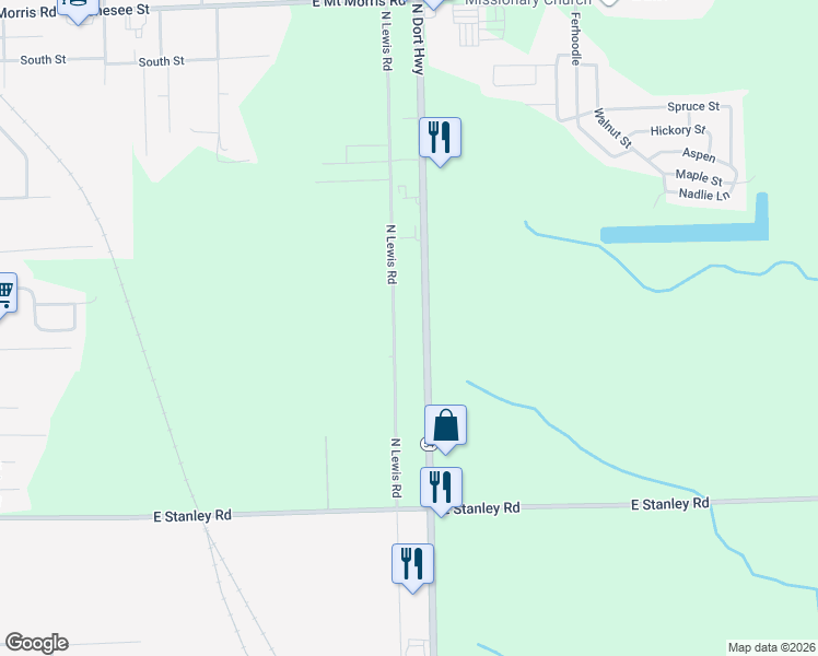 map of restaurants, bars, coffee shops, grocery stores, and more near 7159 Dort Highway in Mount Morris