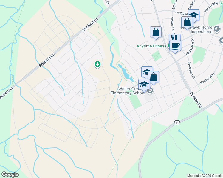 map of restaurants, bars, coffee shops, grocery stores, and more near 109 Anderson Road in Brantford