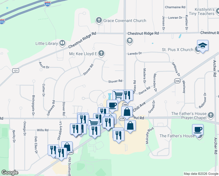 map of restaurants, bars, coffee shops, grocery stores, and more near 28 Sleepy Hollow in Rochester