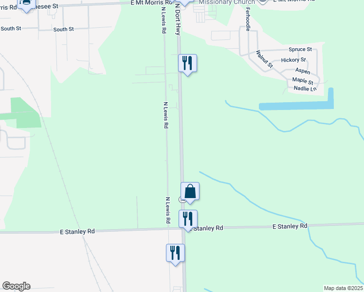 map of restaurants, bars, coffee shops, grocery stores, and more near 7159 Dort Highway in Mount Morris