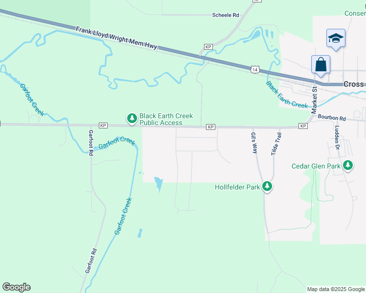 map of restaurants, bars, coffee shops, grocery stores, and more near 8913 County Road KP in Cross Plains