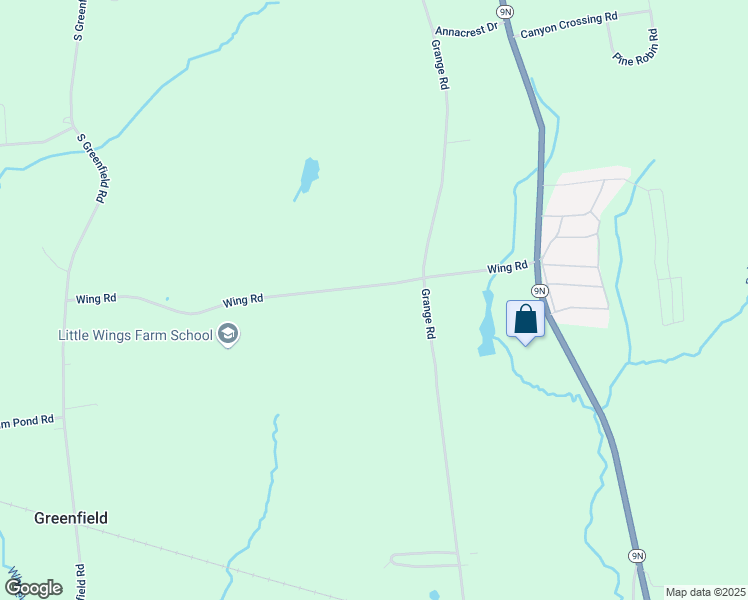 map of restaurants, bars, coffee shops, grocery stores, and more near 70 Wing Road in Greenfield Center