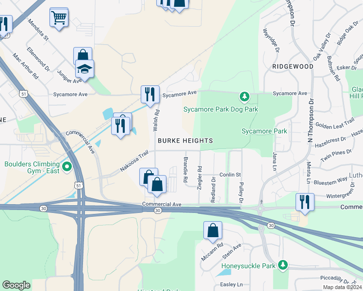 map of restaurants, bars, coffee shops, grocery stores, and more near 831 Brandie Road in Madison