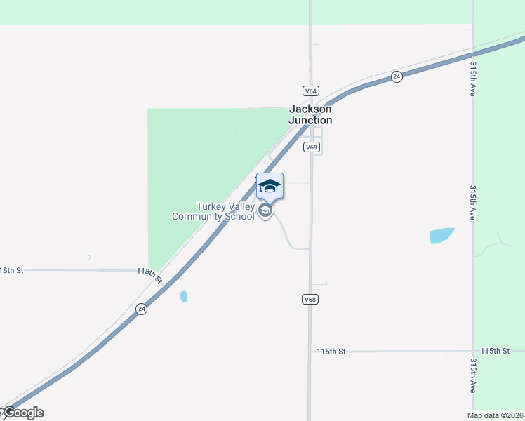 map of restaurants, bars, coffee shops, grocery stores, and more near 3203 Iowa 24 in Waucoma