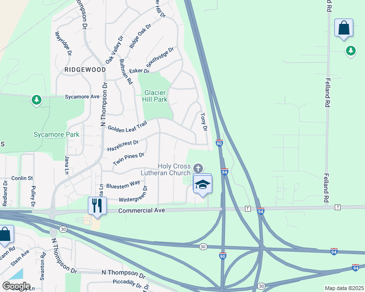 map of restaurants, bars, coffee shops, grocery stores, and more near 4808 Vernon Road in Madison