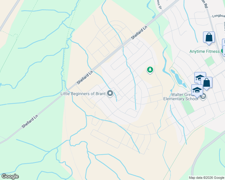 map of restaurants, bars, coffee shops, grocery stores, and more near 461 Blackburn Drive in Brantford