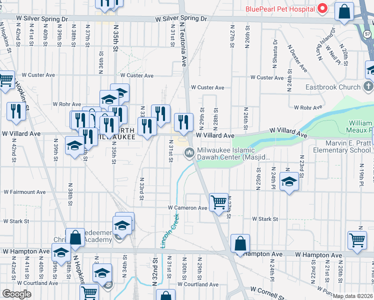 map of restaurants, bars, coffee shops, grocery stores, and more near in Milwaukee