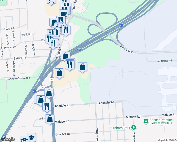 map of restaurants, bars, coffee shops, grocery stores, and more near 376 Northern Lights Drive in Syracuse