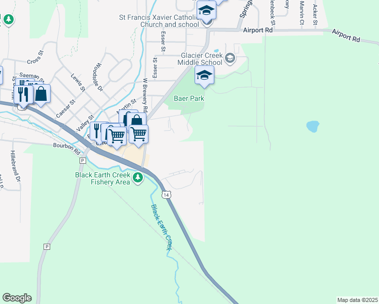 map of restaurants, bars, coffee shops, grocery stores, and more near 2396 Apple Wood Drive in Cross Plains