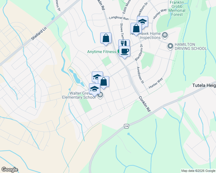 map of restaurants, bars, coffee shops, grocery stores, and more near 218 Powell Road in Brantford