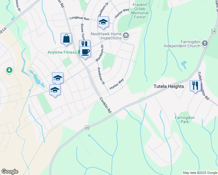 map of restaurants, bars, coffee shops, grocery stores, and more near 63 Hollinrake Avenue in Brantford