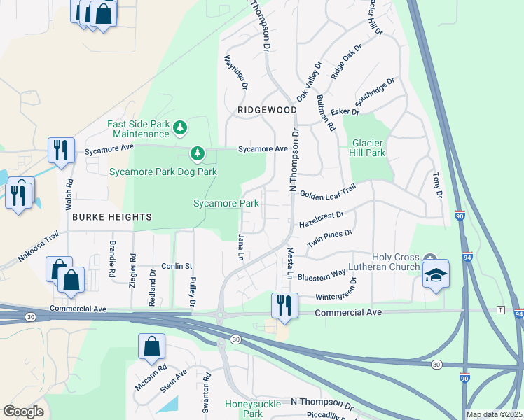 map of restaurants, bars, coffee shops, grocery stores, and more near 942 Rockefeller Lane in Madison