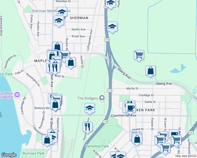 map of restaurants, bars, coffee shops, grocery stores, and more near in Madison
